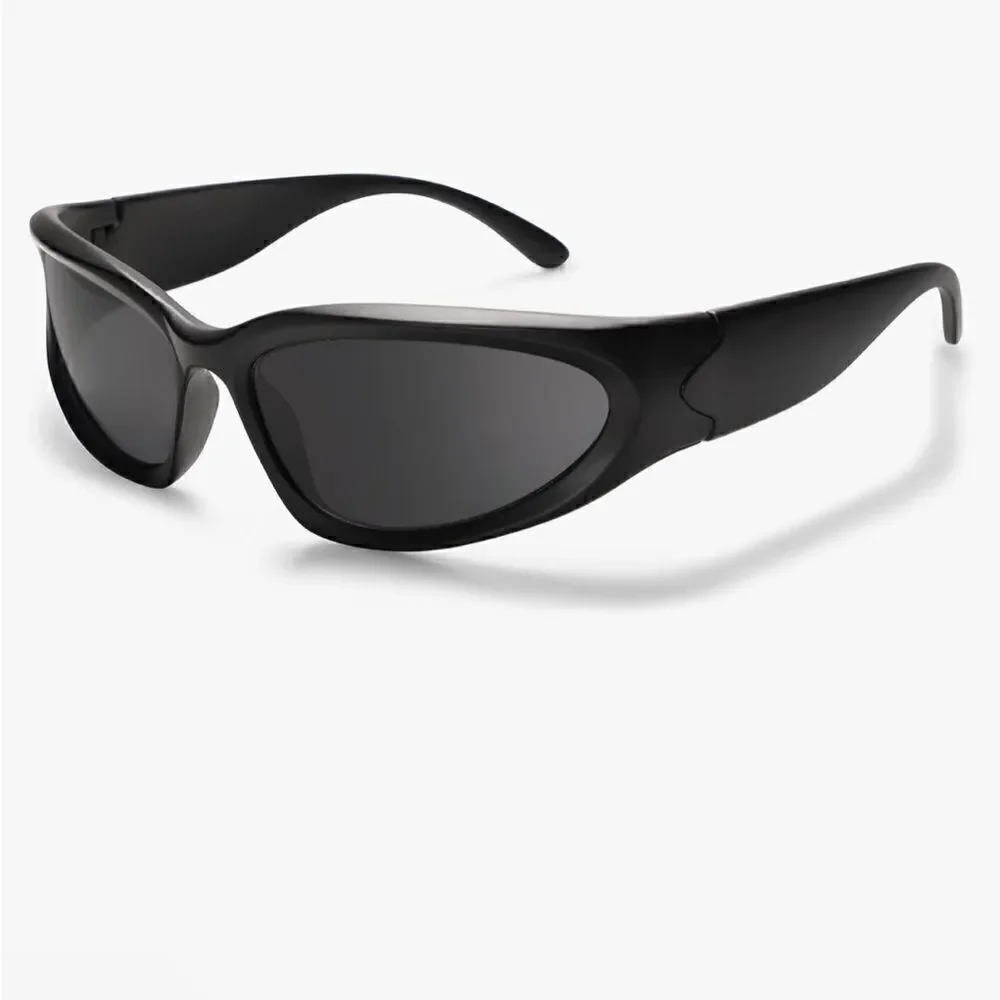 Black Wrap Around Futuristic Y2K Sunglasses. New! Unisex